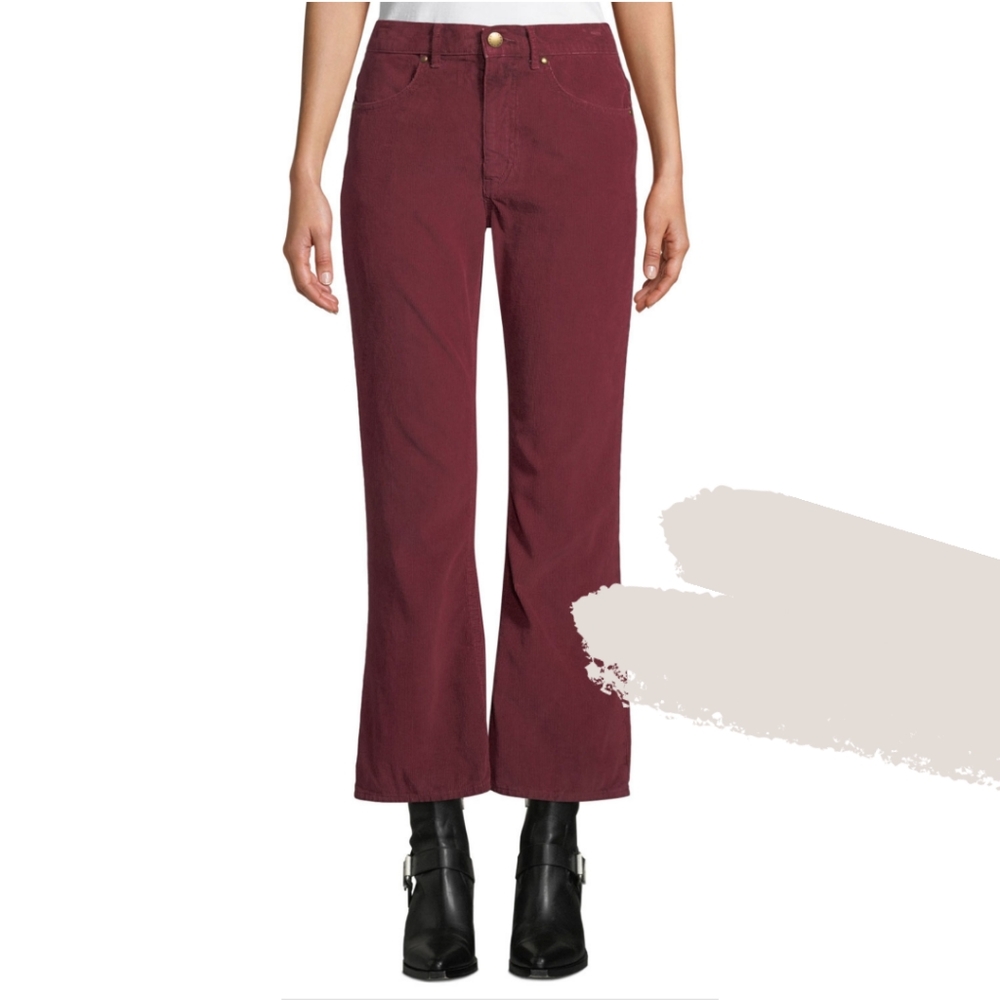 The GREAT Western Crop Burgindy Wide-leg Corduroys - Picture 3 of 13